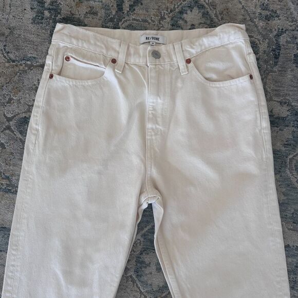 Re/Done Jeans Womens 29 Bootcut High Waist 70s Crop Boot Cream White Minimalist - Picture 2 of 13